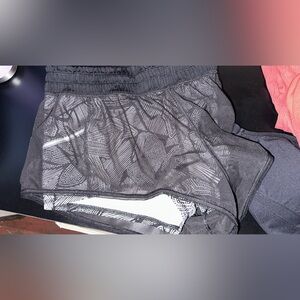 lululemon athletica Black Patterned Athletic Shorts with mesh on top